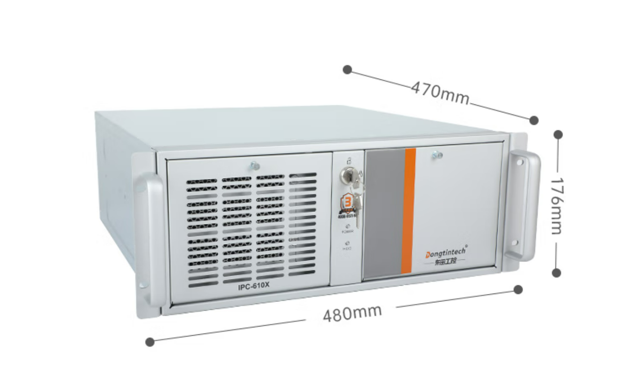　這款機(jī)器采用了DT-610X機(jī)箱和DT-WR680MA主板。整體為銀灰色。采用了熱浸鍍鋅薄鋼板，防銹、耐候性強(qiáng)。并且它的防銹蝕性特別好，-般環(huán)境防蝕效果可達(dá)30-50年，熱浸鍍鋅薄鋼板外形美觀，加工容易。尺寸為430（481.6帶耳朵）*470*176mm（寬*深*高）,約重23kg，便于搬運(yùn)。