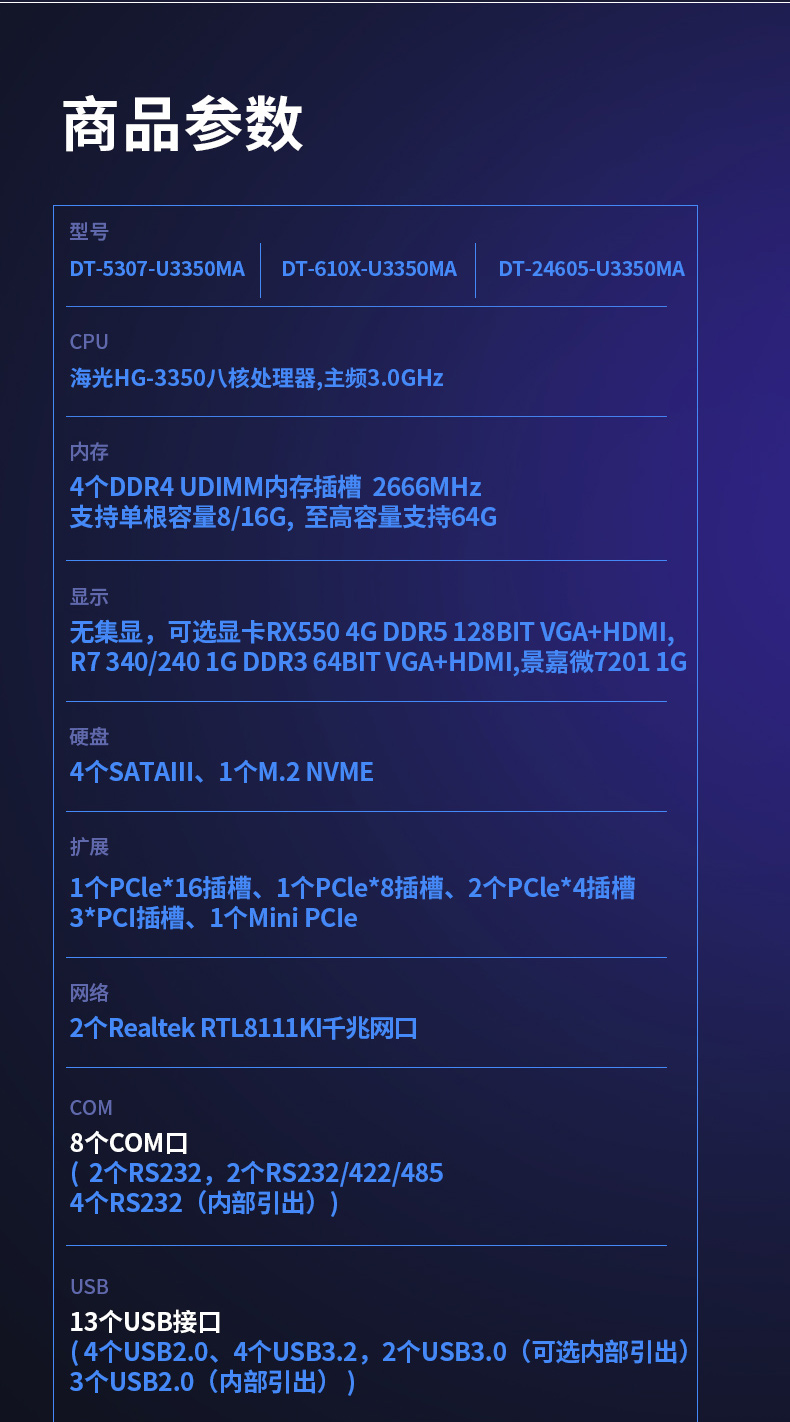國產(chǎn)化海光工控機,11個USB口+8個串口,工業(yè)電腦廠家,DT-610X-U3350MA.jpg
