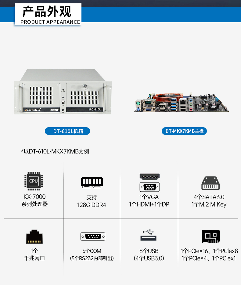 東田4U國產化工控機,兆芯KX-7000系列CPU,原生支持麒麟/UOS系統(tǒng),DT-610L-MKX7KMB.jpg